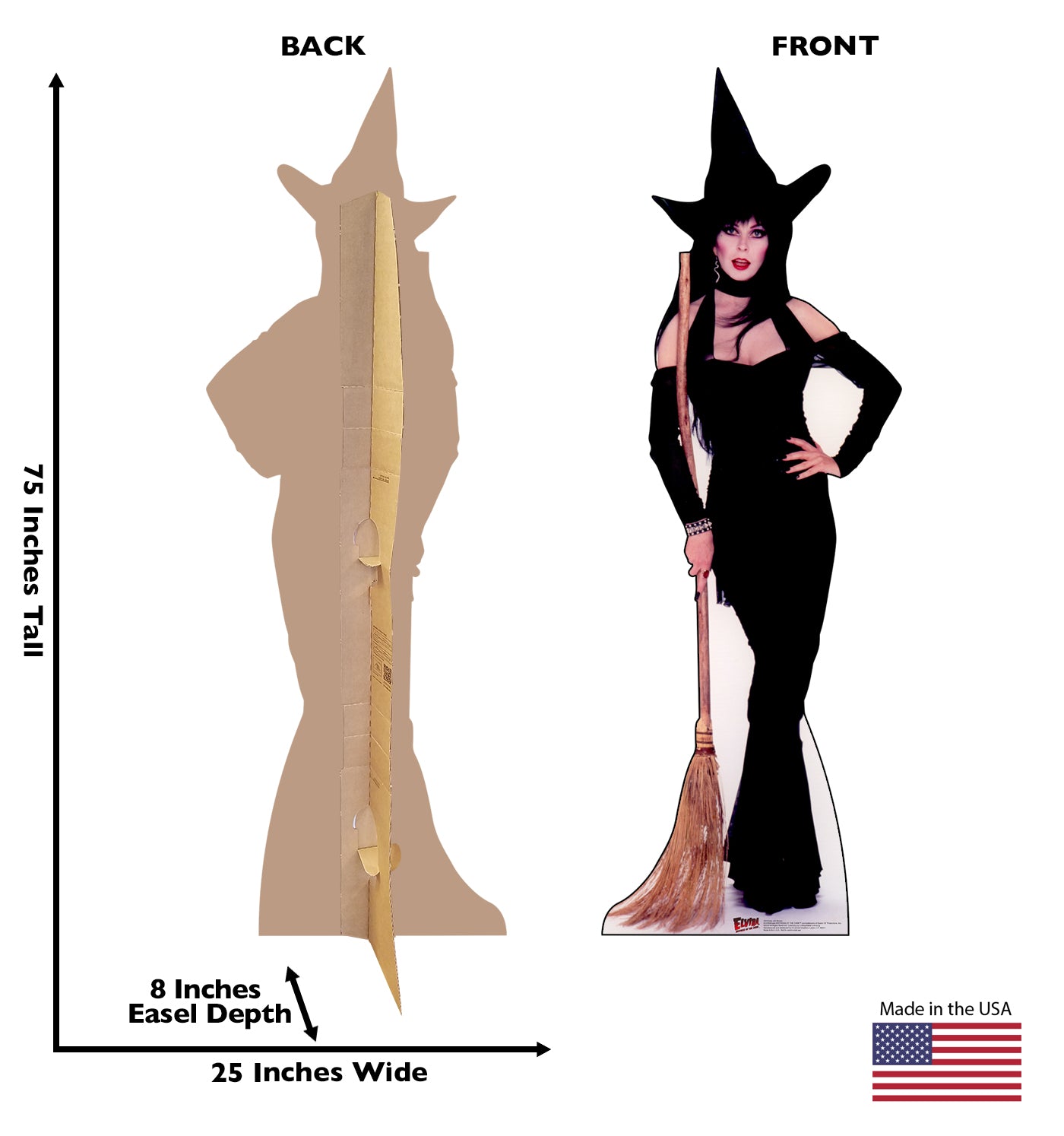 Life-size Elvira with Broom Cardboard Cutout - All Cutouts