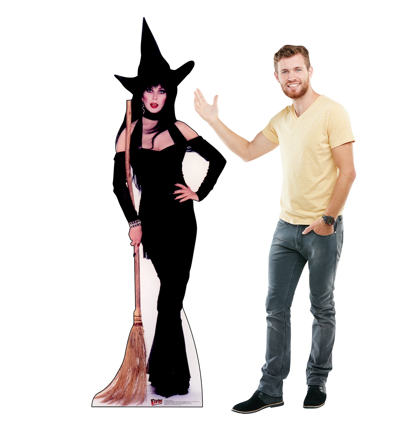 Life-size Elvira with Broom Cardboard Cutout - All Cutouts