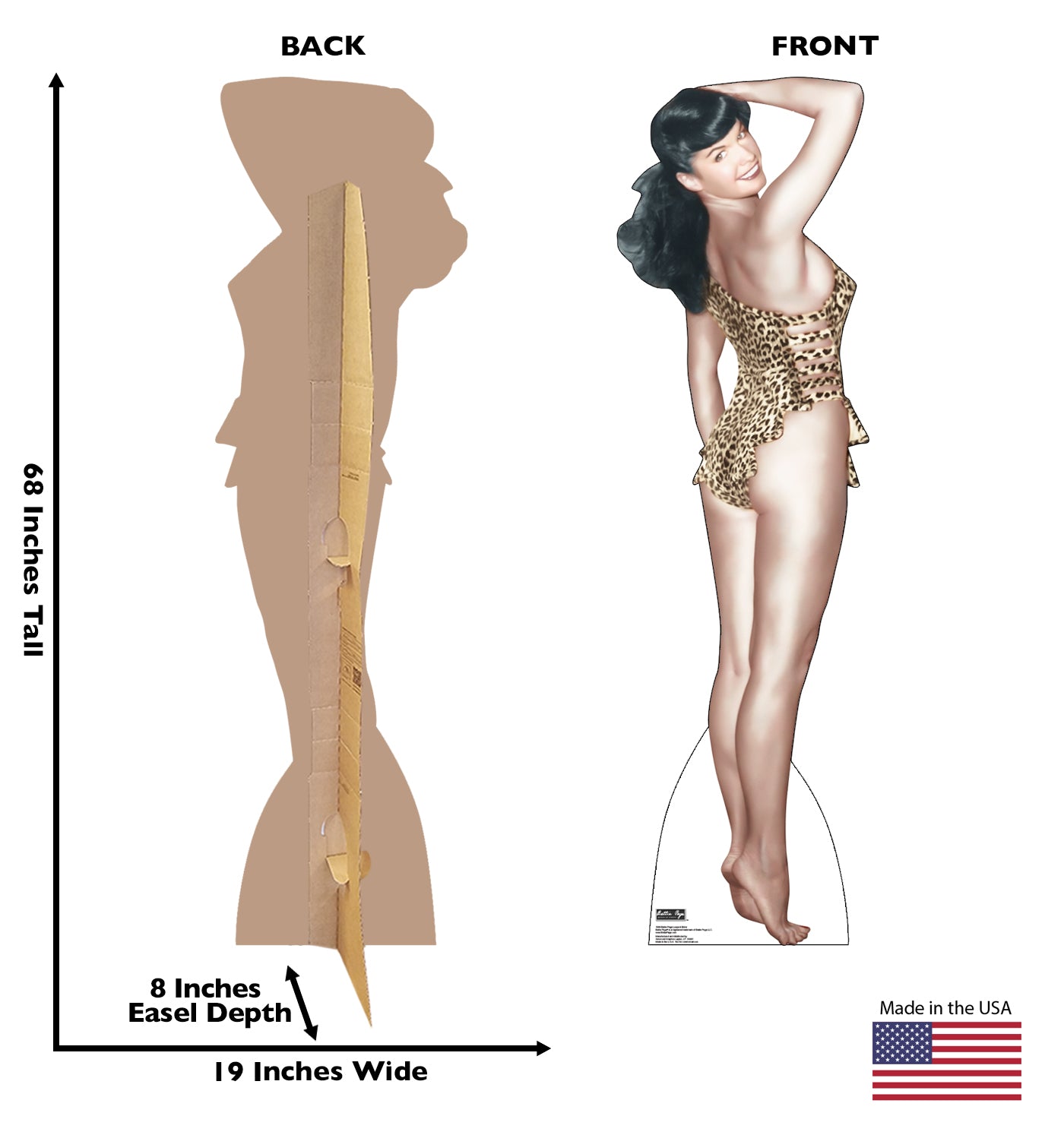Life-size Bettie Page - Leopard Swim Suit Cardboard Standup | Cardboard Cutout - All Cutouts