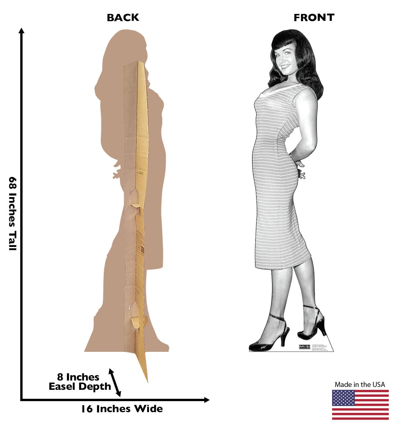 Life-size Bettie Page Striped Dress Cardboard Cutout - All Cutouts