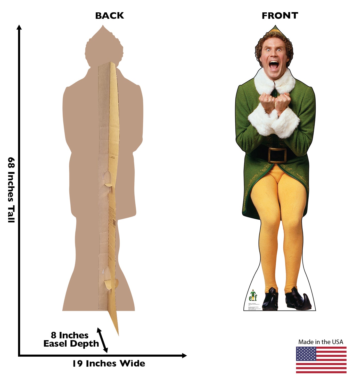 Life-size Excited Buddy Elf Cardboard Cutout Will Ferrell - All Cutouts