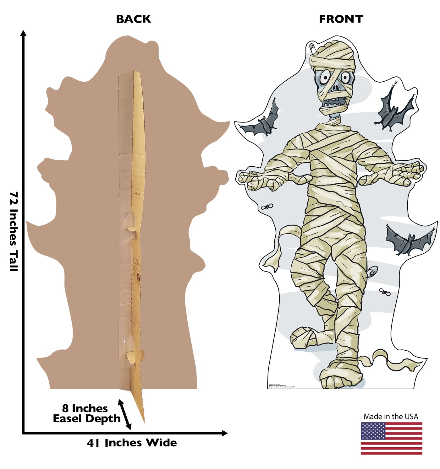 Life-size Cartoon Mummy and Bats Cardboard Cutout - All Cutouts