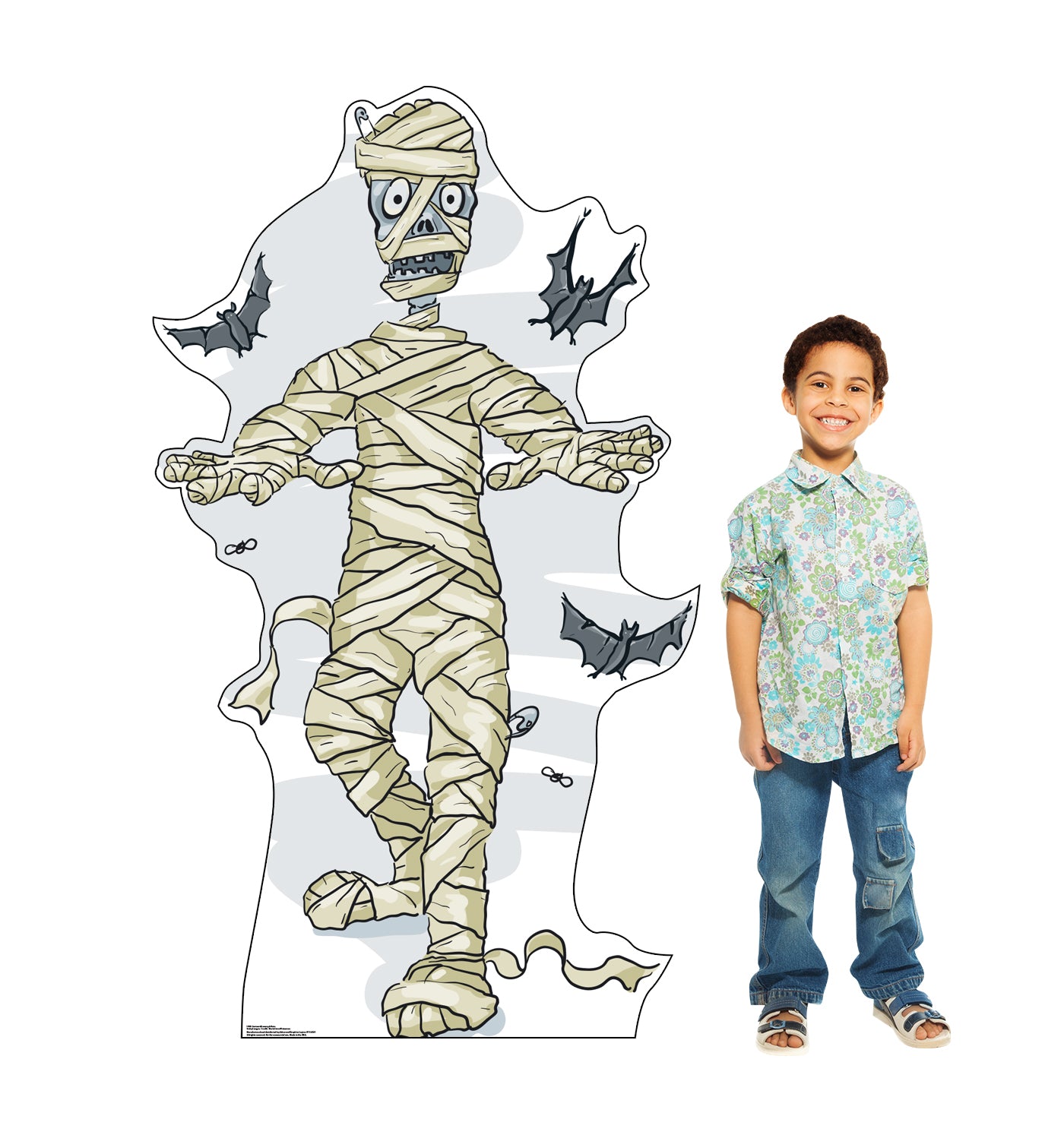 Life-size Cartoon Mummy and Bats Cardboard Cutout - All Cutouts