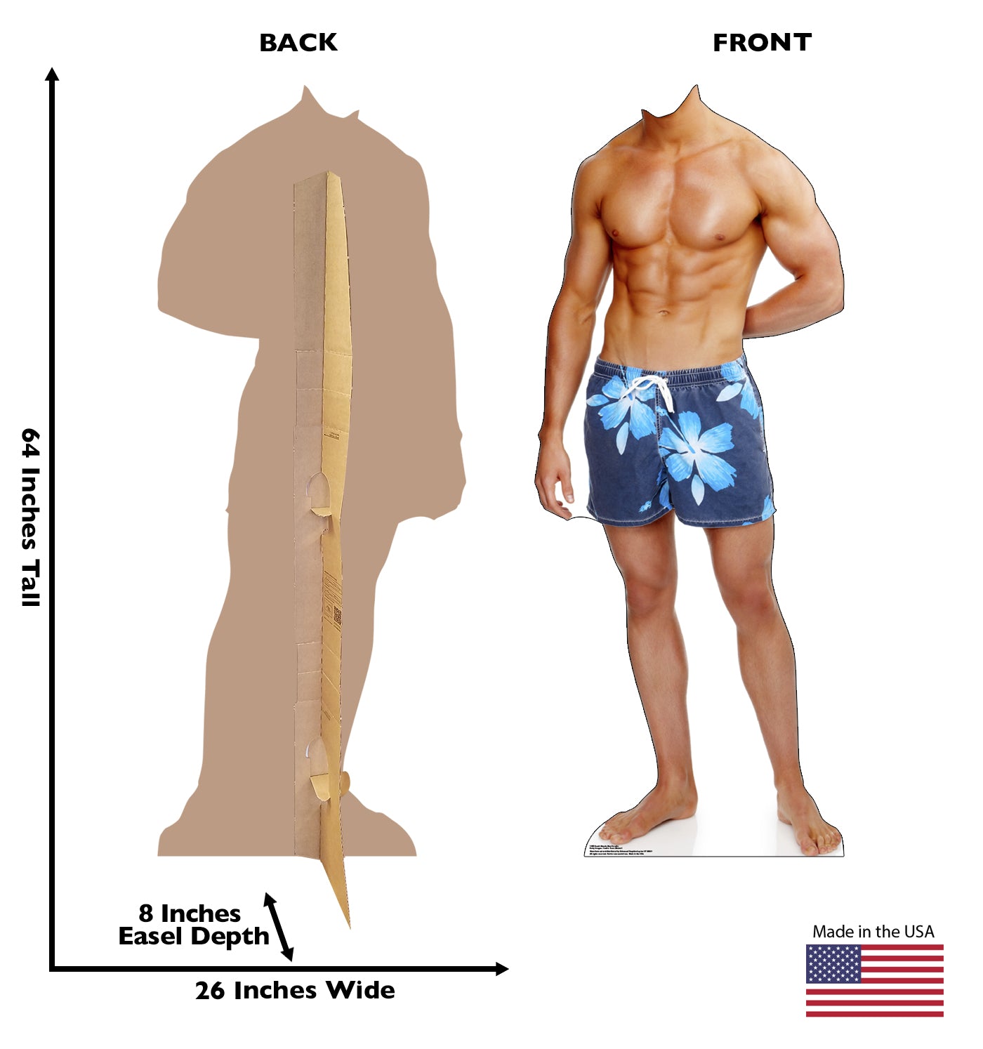 Life-size Beach Muscle Man Cardboard Stand-in - All Cutouts