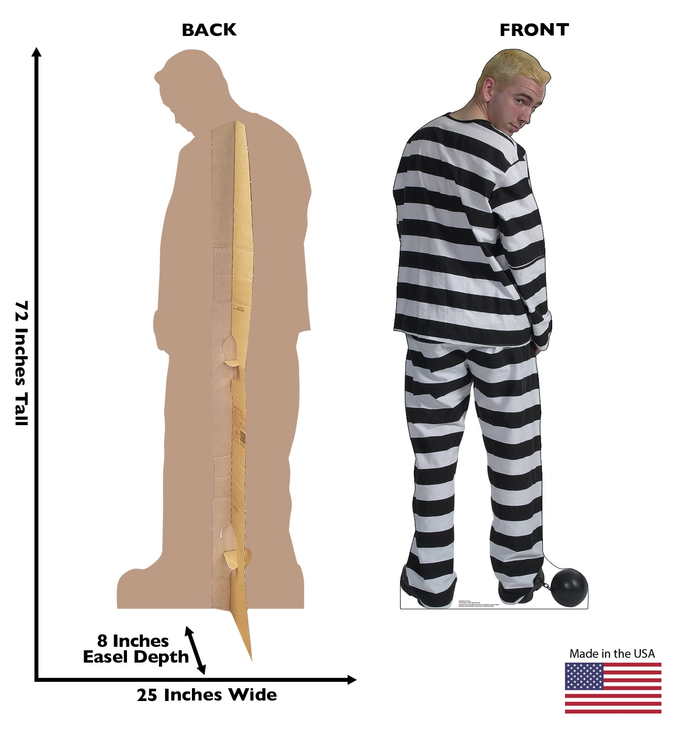 Life-Size Prisoner in Striped Suit Cardboard Cutout - All Cutouts
