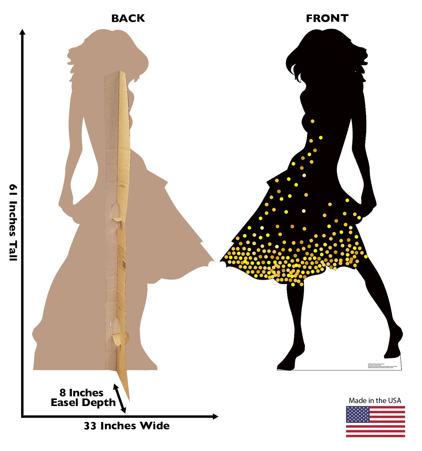 Life-Size Silhouette Dancer Yellow Sparkles Cardboard Cutout - All Cutouts