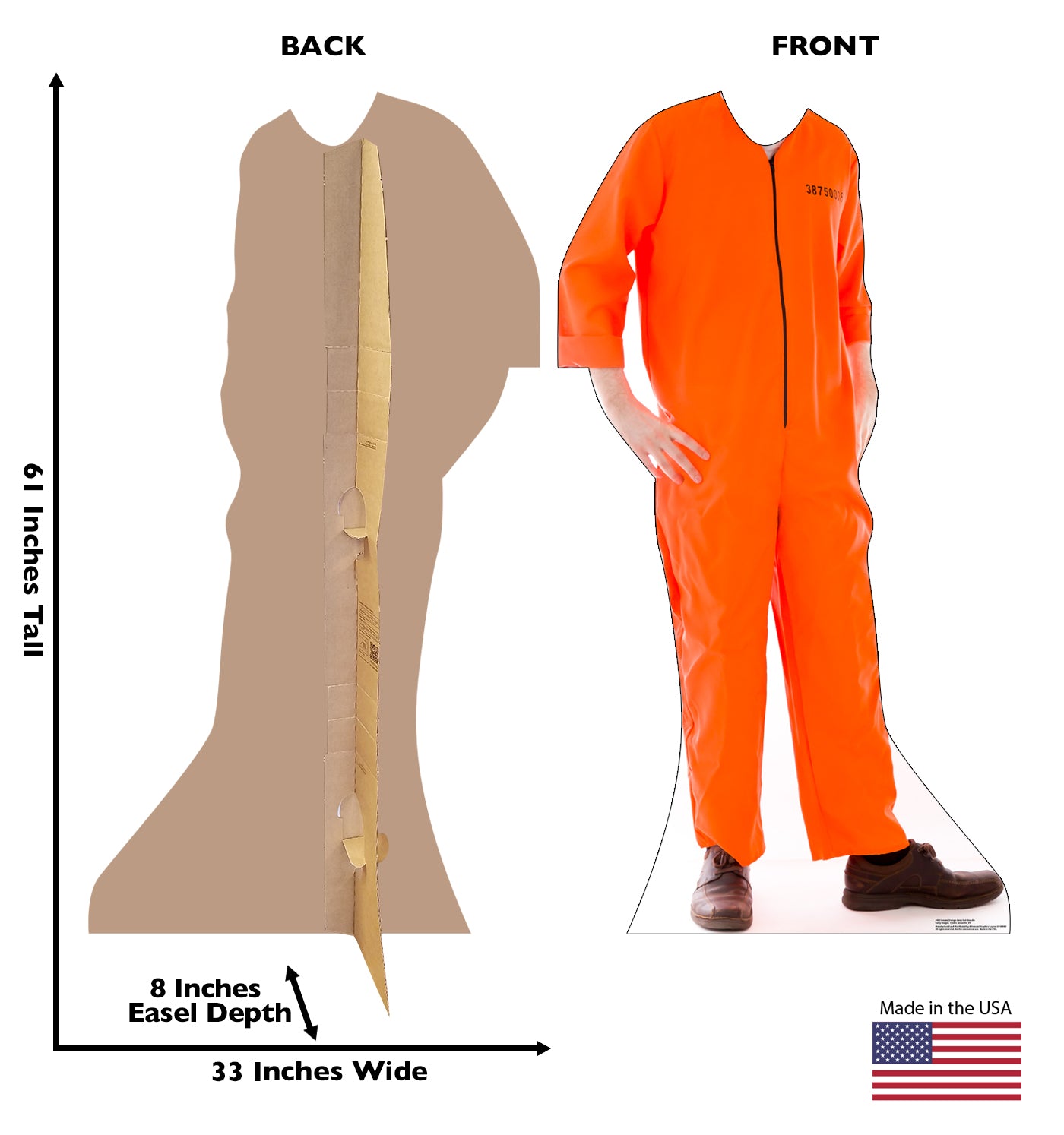 Life-Size Inmate Orange Jump Suit Stand-in - All Cutouts