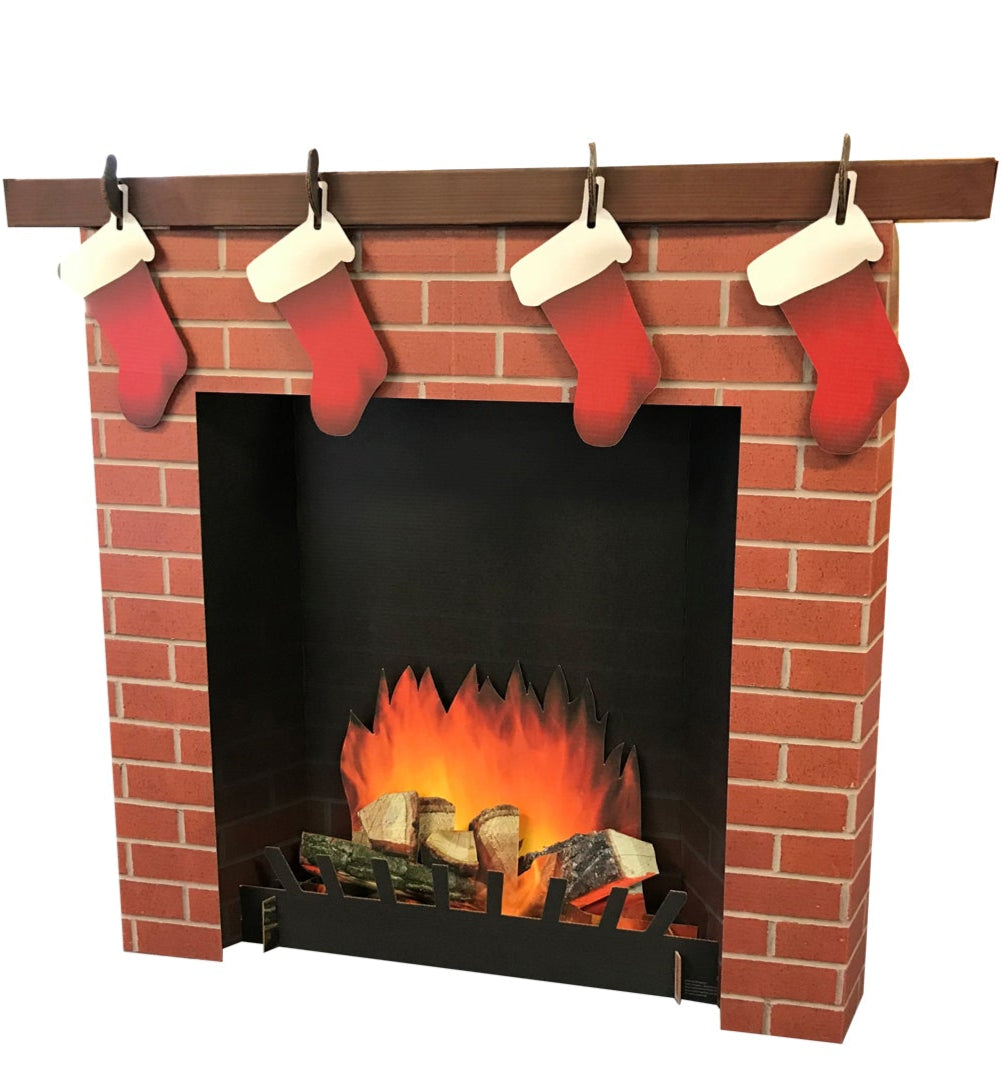 Life-Size 3D Brick Fireplace Cardboard Cutout - All Cutouts