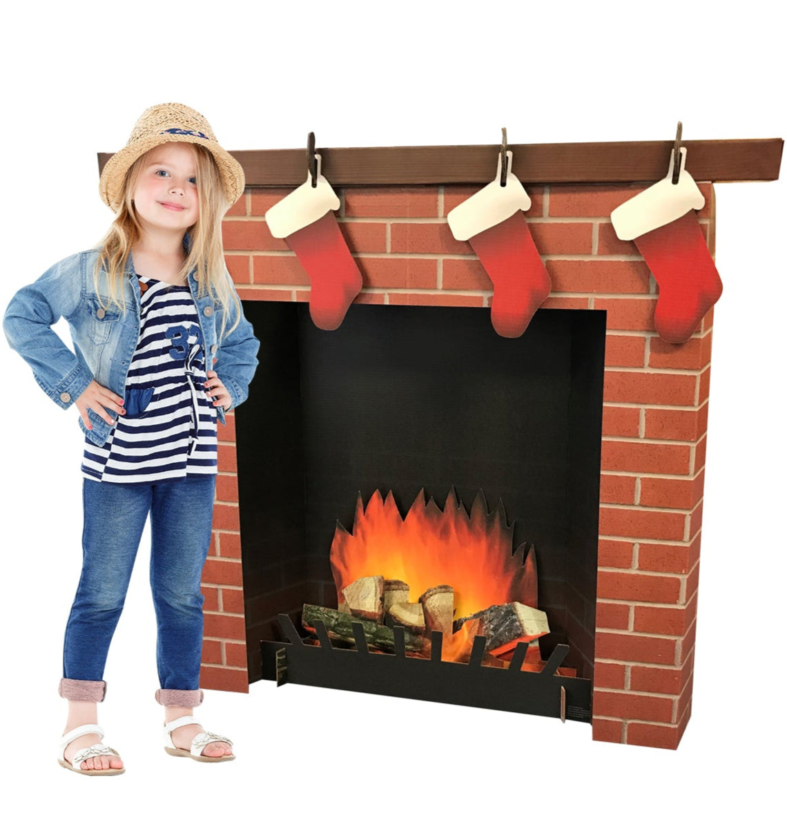 Life-Size 3D Brick Fireplace Cardboard Cutout - All Cutouts