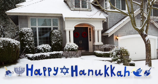 Happy Hanukkah Outdoor Coroplast Yard Sign - All Cutouts