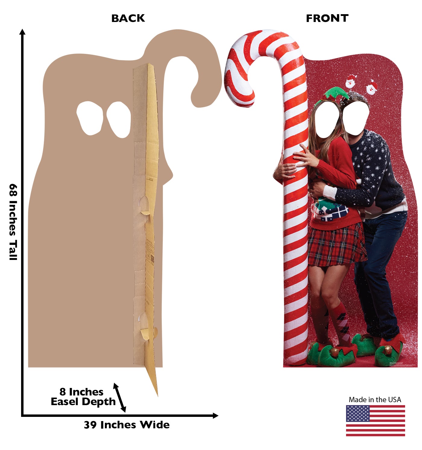 Life-Size Ugly Christmas Sweater with Candy Cane Stand-In - All Cutouts