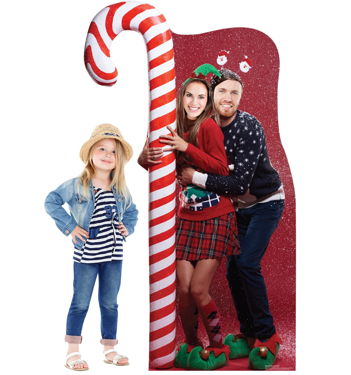 Life-Size Ugly Christmas Sweater with Candy Cane Stand-In - All Cutouts