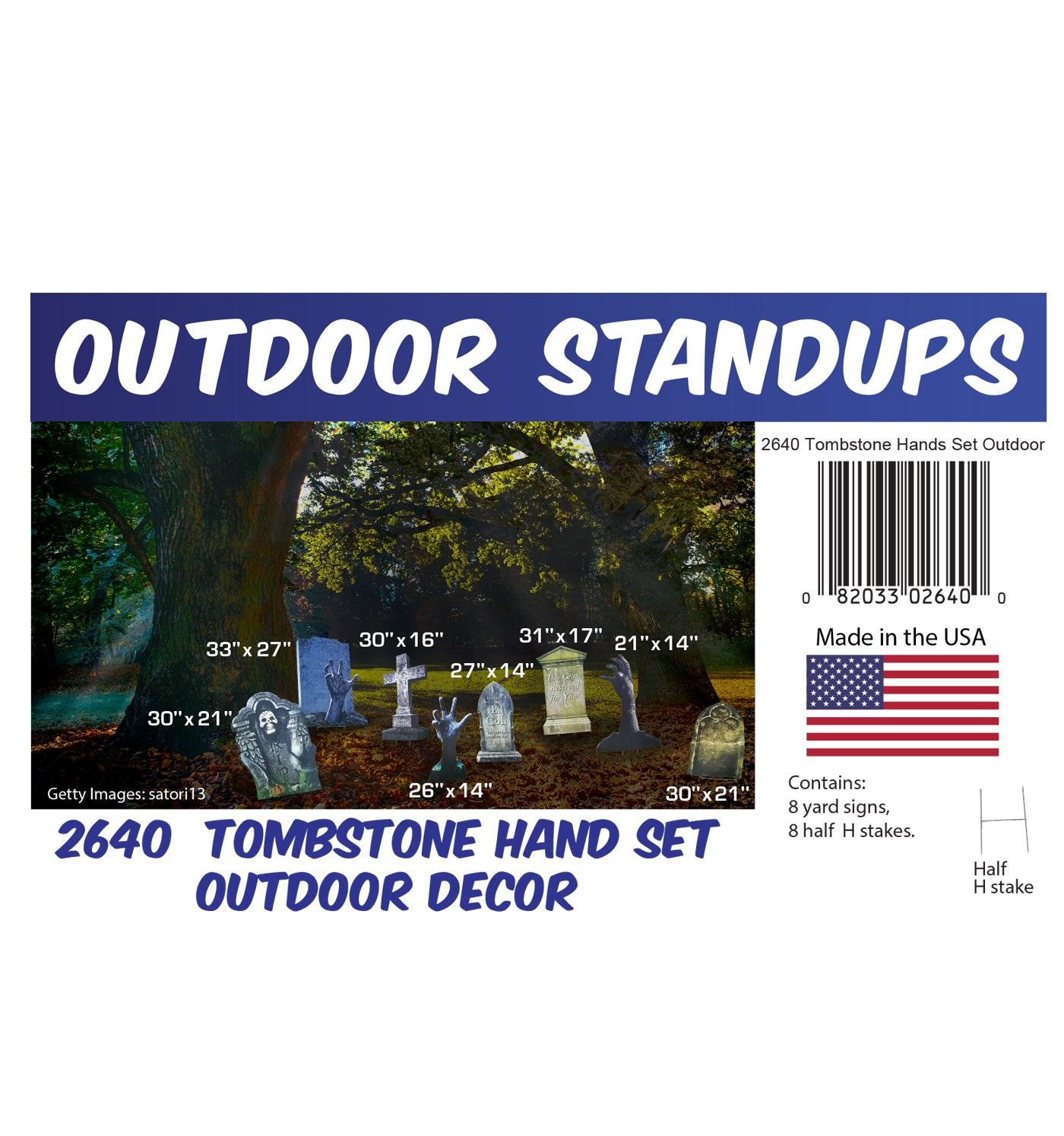 Tombstone and Hands Set Outdoor Halloween Coroplast Cutout