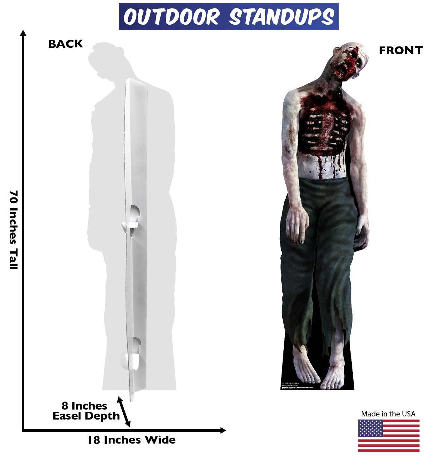 Zombie Man Outdoor Coroplast Cutout
