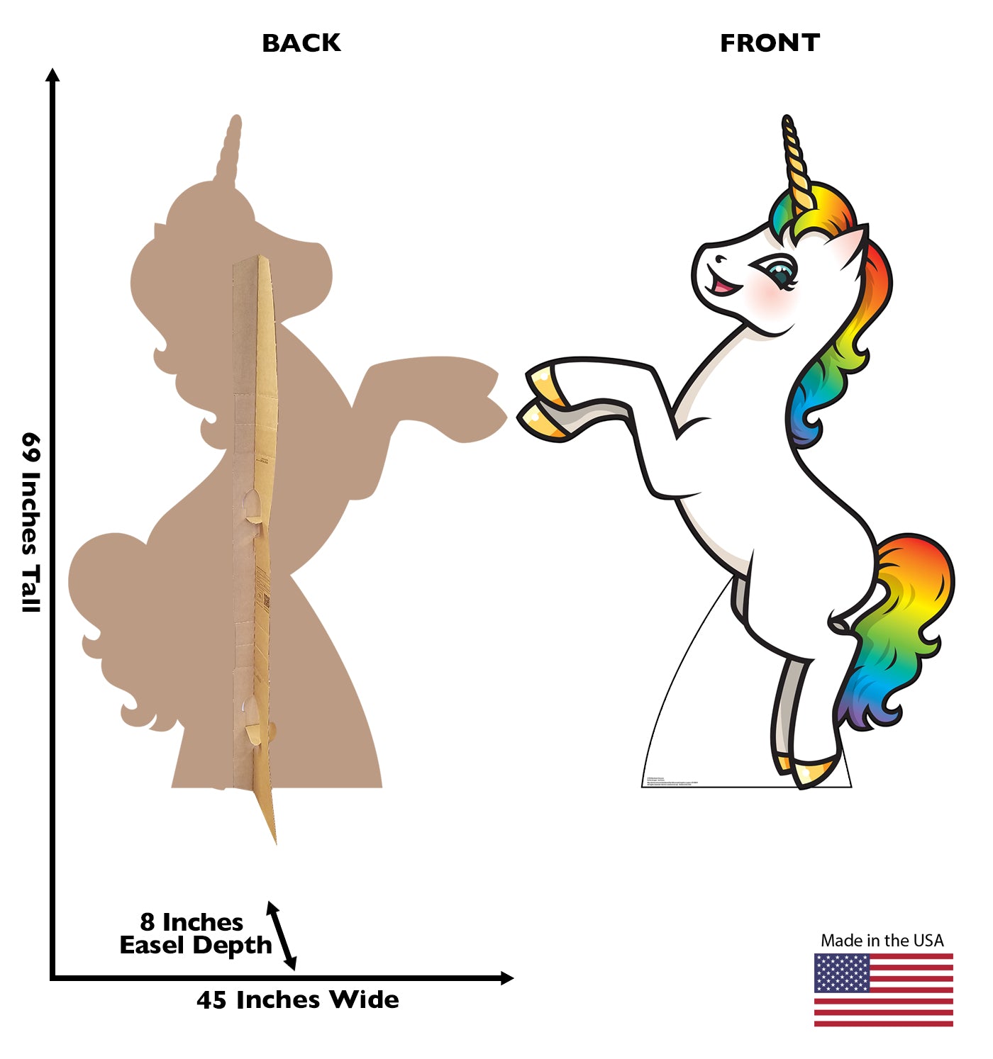 Life-Size Rainbow Unicorn Cardboard Cutout - All Cutouts
