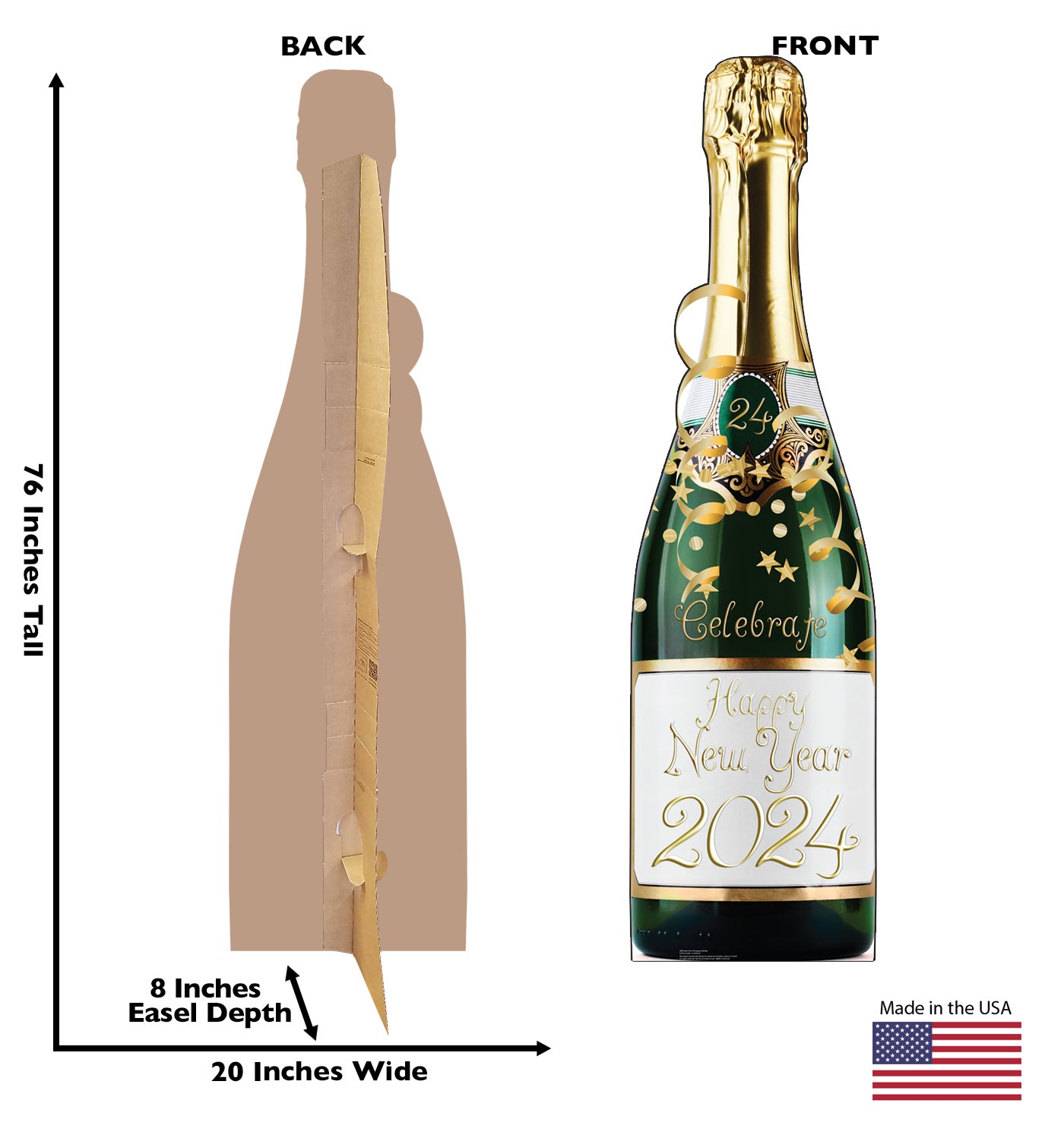 Life-size Cardboard Cutout of New Year's Champagne Bottle - All Cutouts