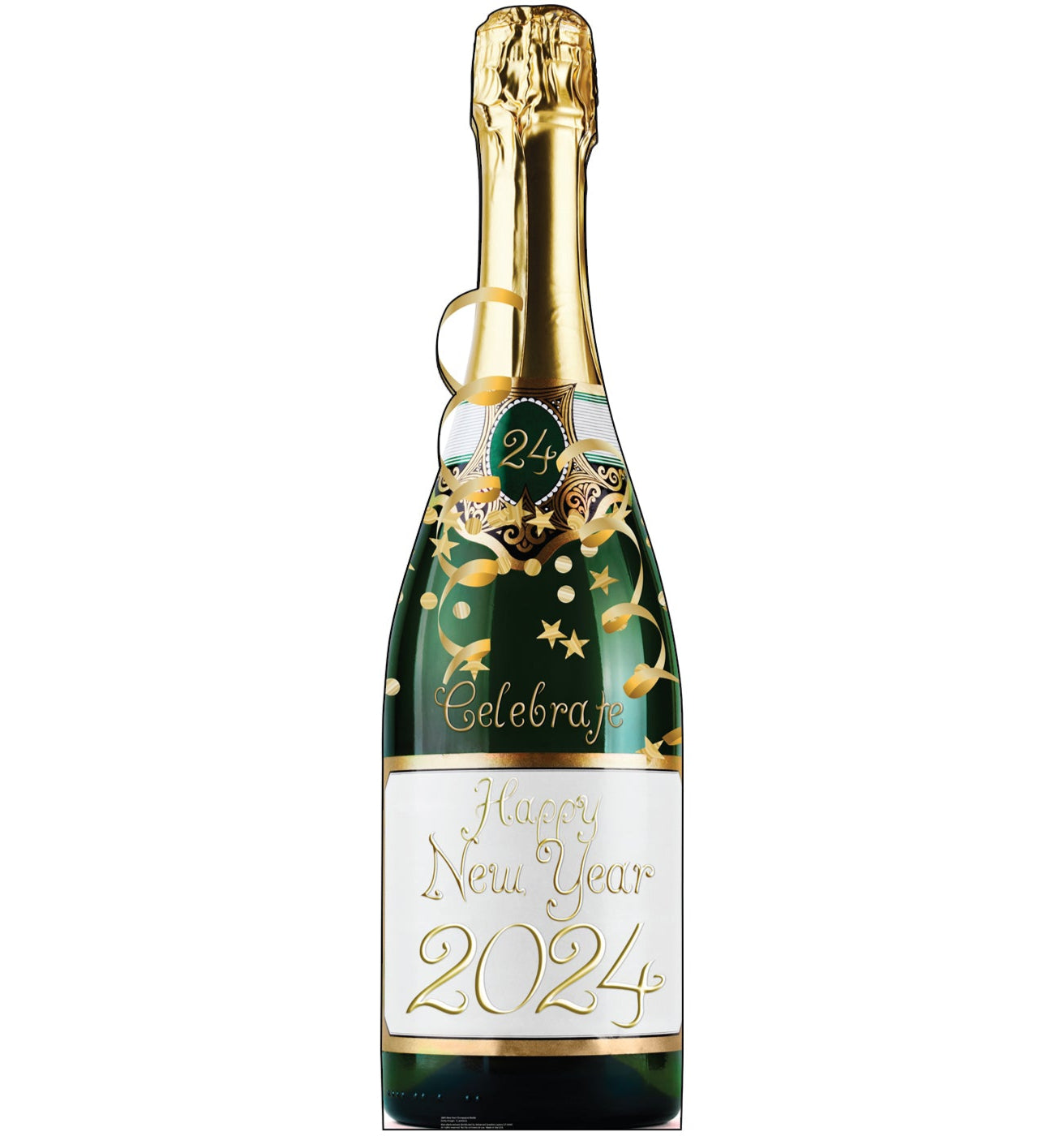 Life-Size New Year's Champagne Bottle Cardboard Cutout - All Cutouts