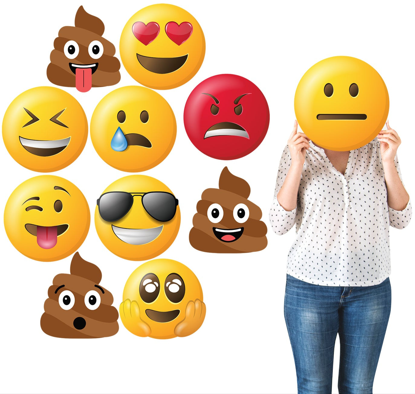 Life-Size Emoji Heads (Set of 11) Cardboard Cutout - All Cutouts