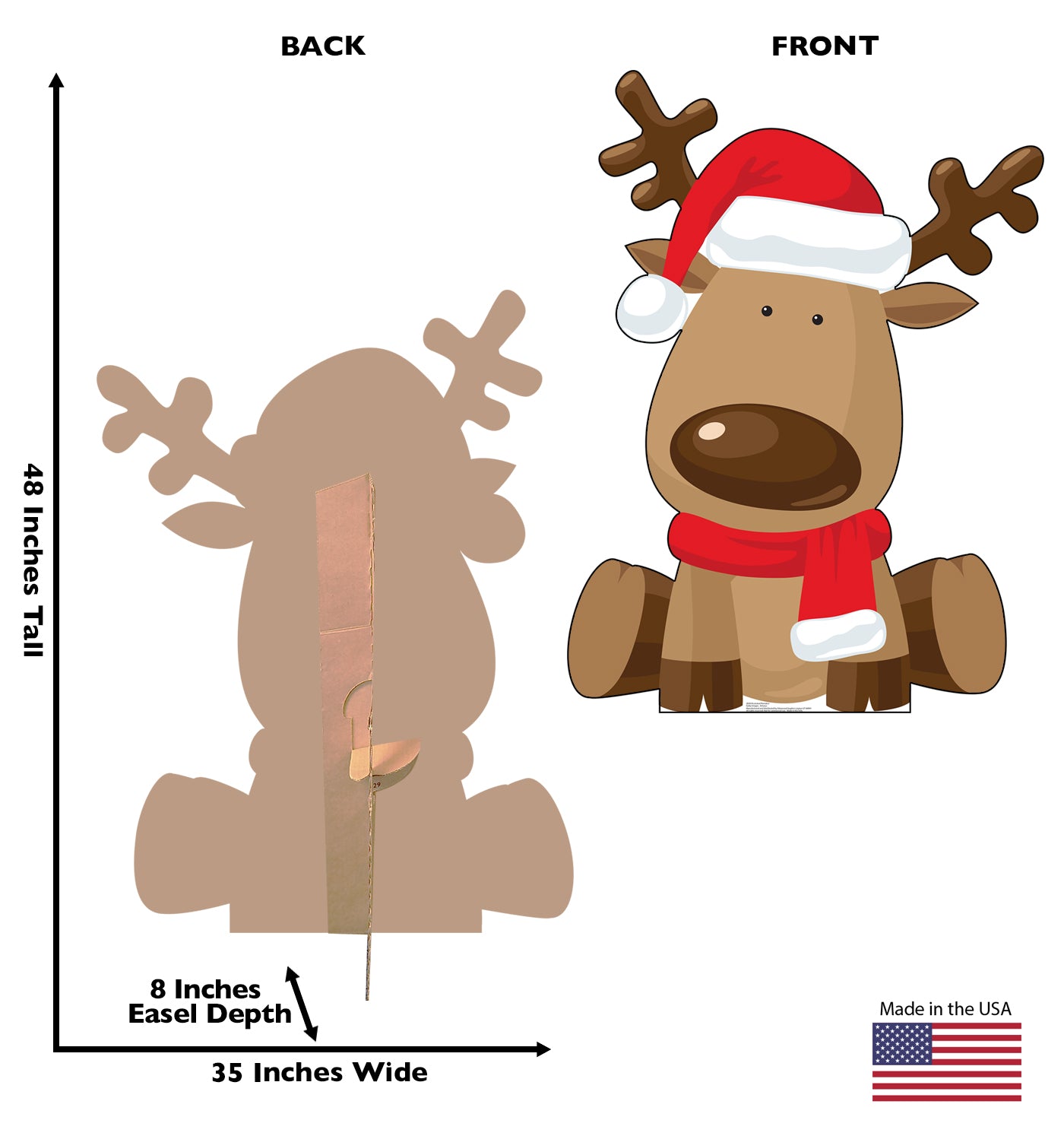 Life-Size Illustrated Reindeer Cardboard Cutout - All Cutouts