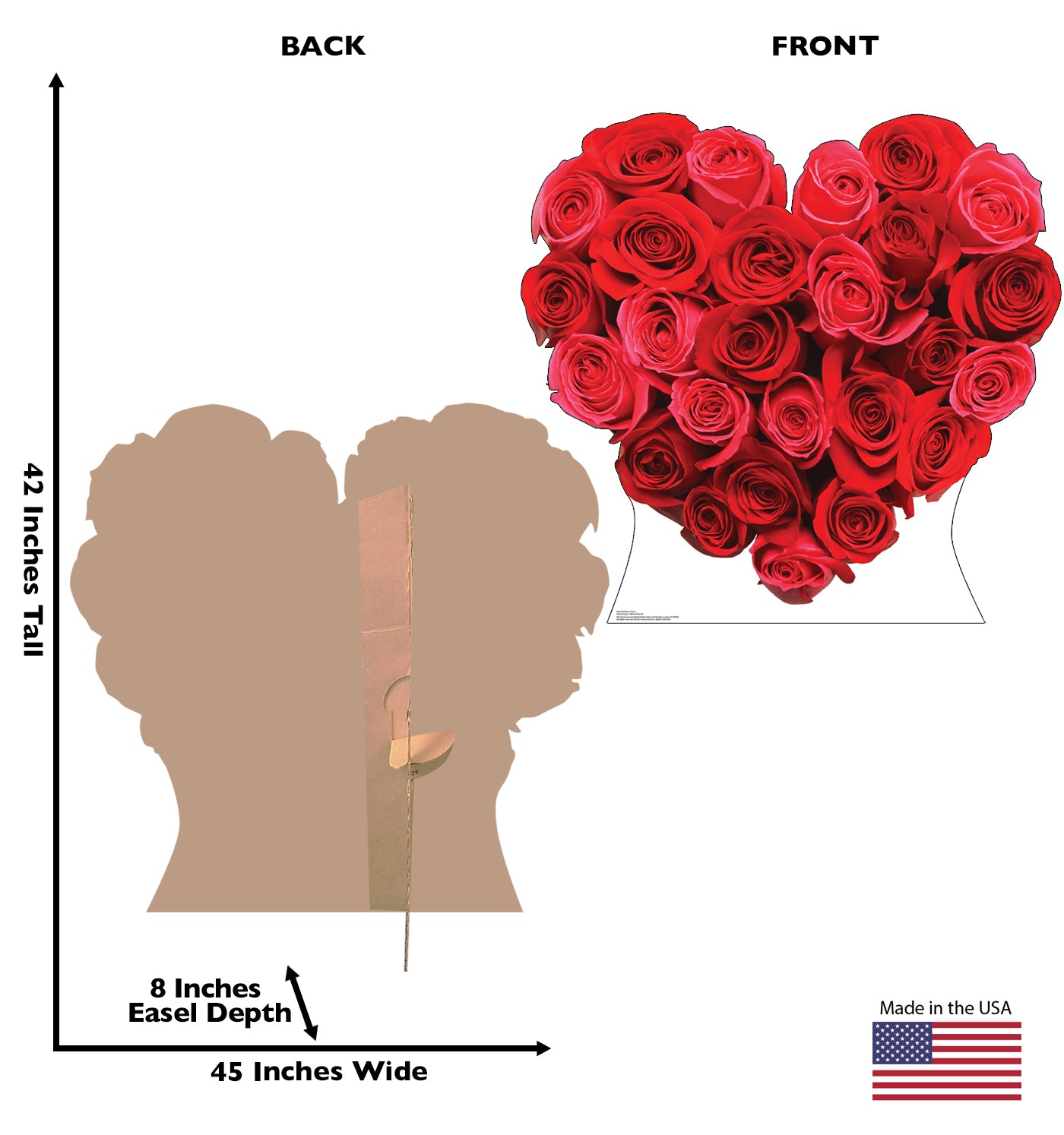Life-Size Red Roses Heart Cardboard Cutout - All Cutouts