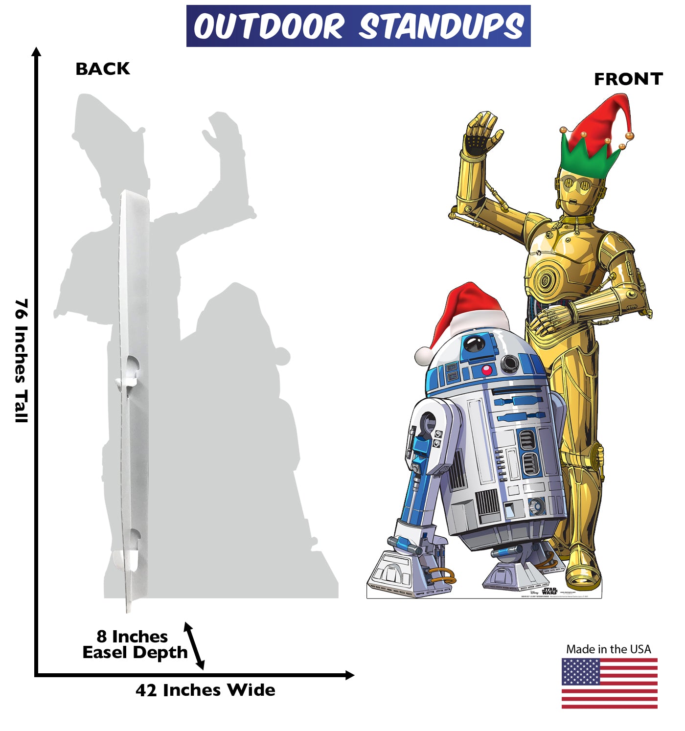 R2-D2 and C-3PO Holiday Outdoor Standee - All Cutouts
