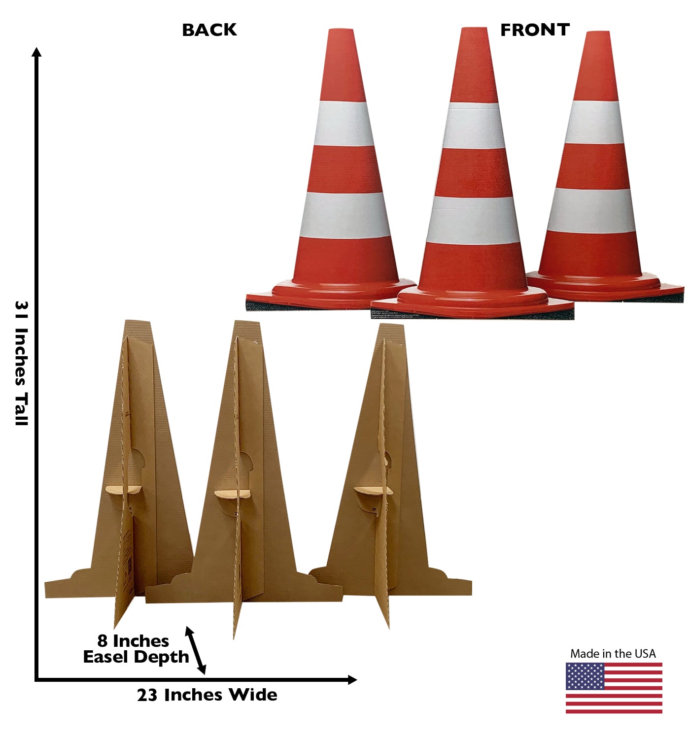 Life-Size Construction Cones (Set of 3) Cardboard Cutouts - All Cutouts