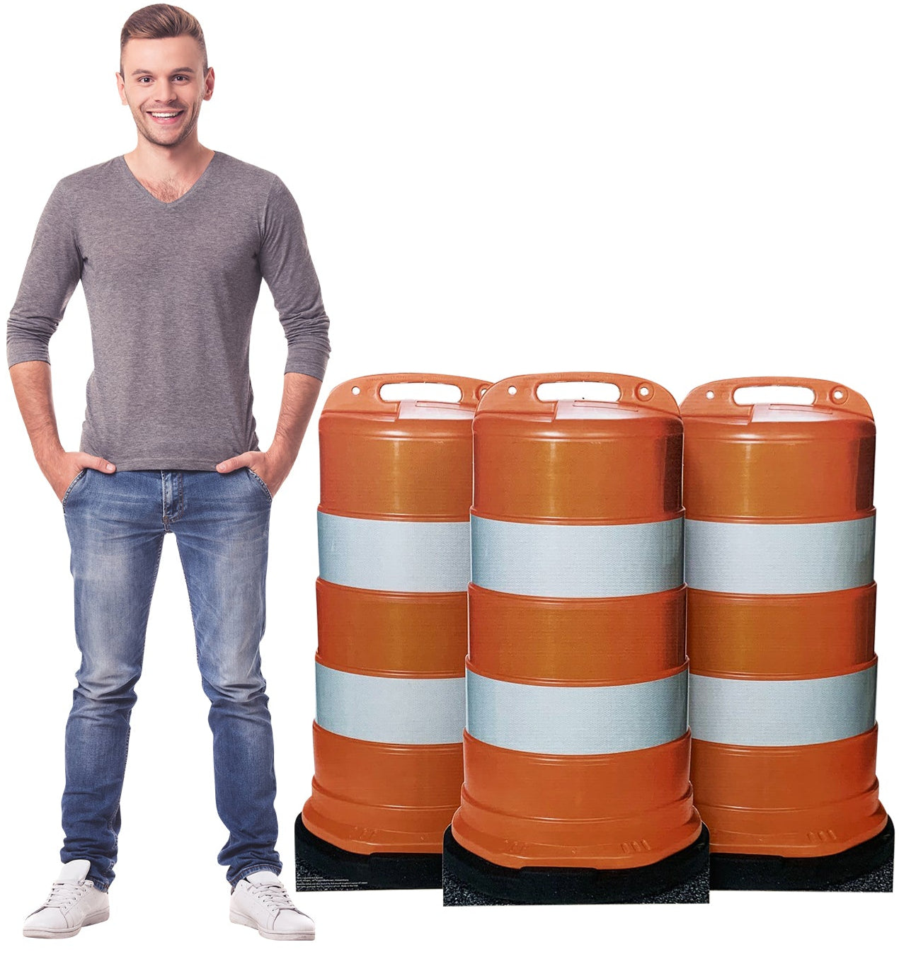 Life-Size Construction Barrels (Set of 3) Cardboard Cutouts - All Cutouts