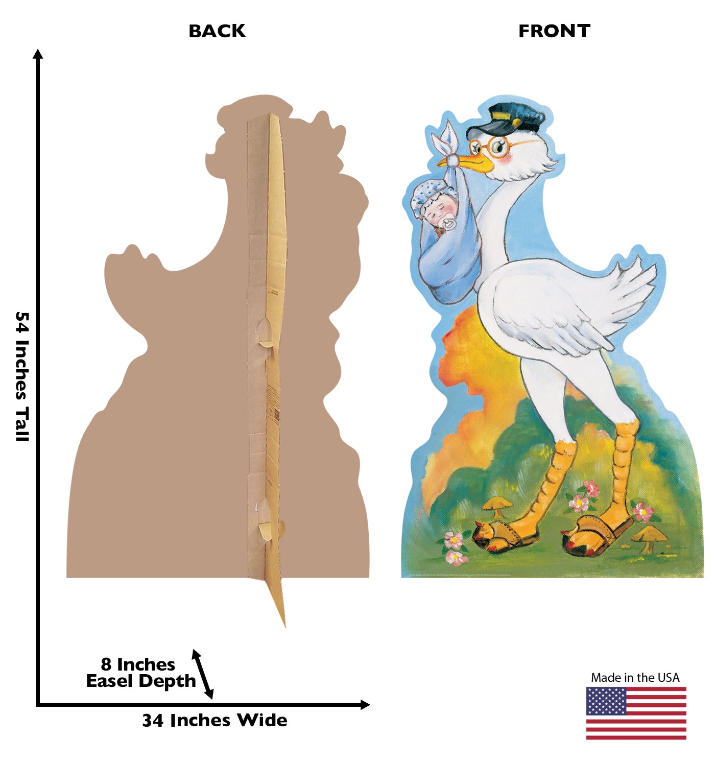 Life-size Stork with Baby Boy Cardboard Cutout - All Cutouts