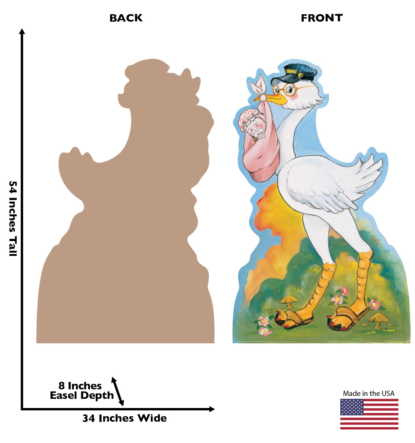 Life-size Stork with Baby Girl Cardboard Cutout - All Cutouts