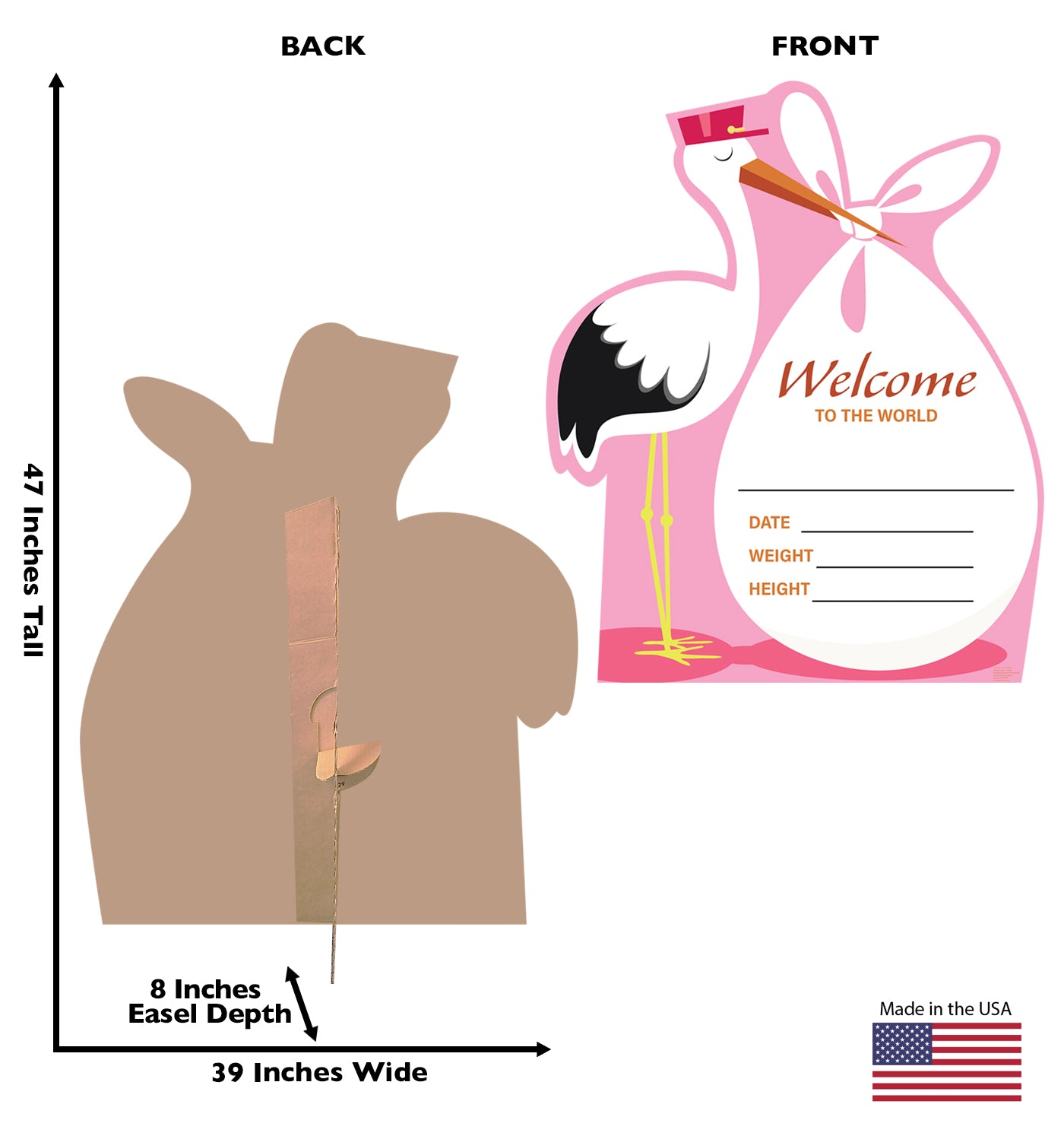 Life-Size Stork “It’s a Girl” Cardboard Cutout - All Cutouts