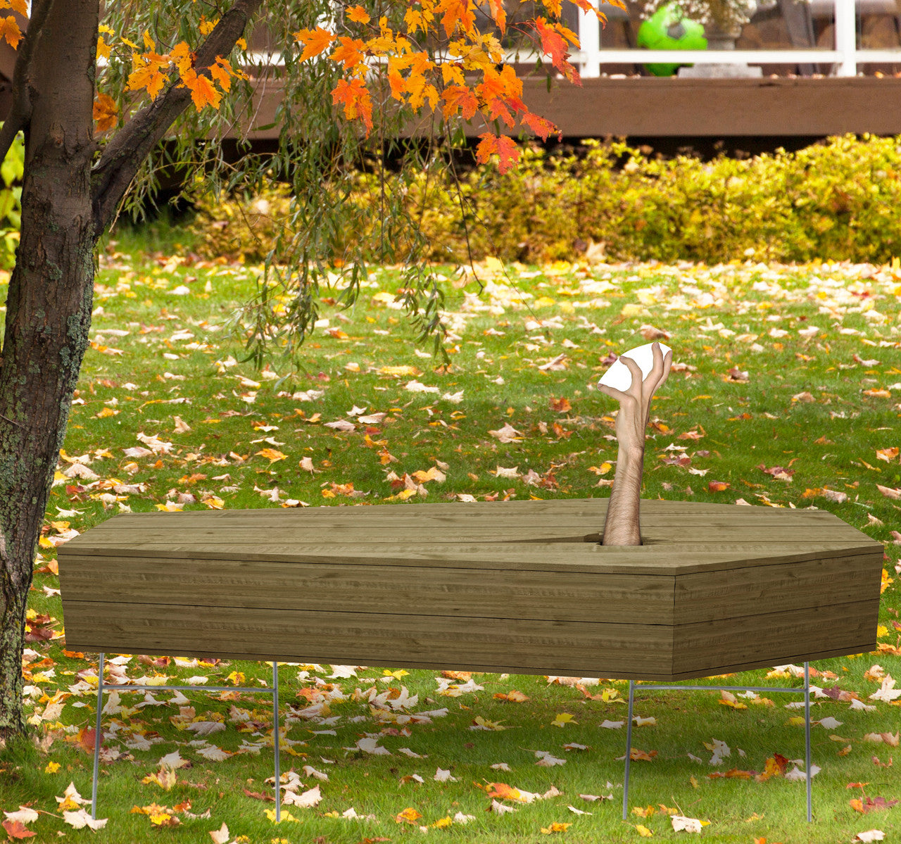 Halloween Hand Reaching Out of Coffin Coroplast Yard Sign - All Cutouts
