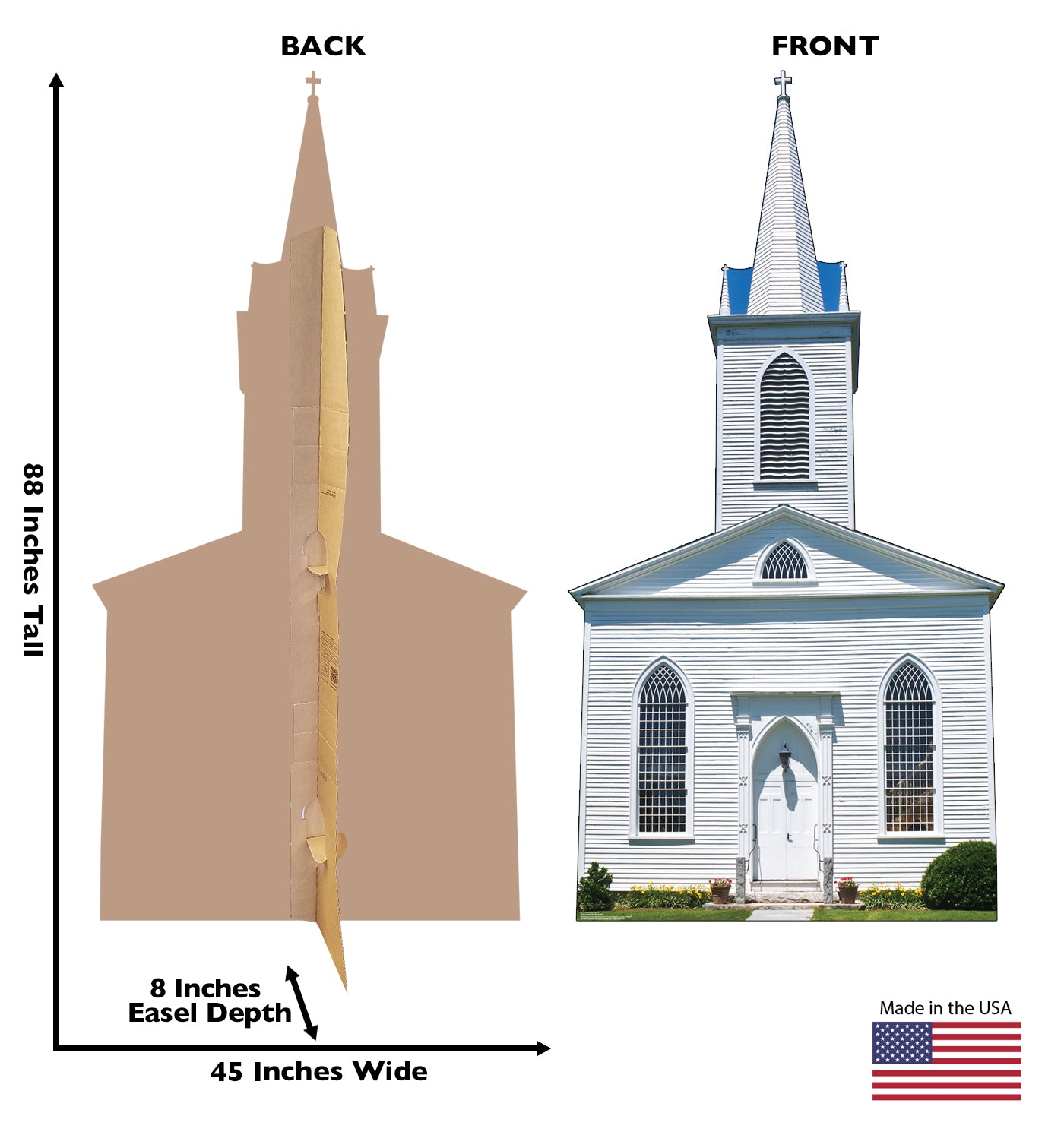 Life-Size Cardboard Standee - Church with Steeple - All Cutouts