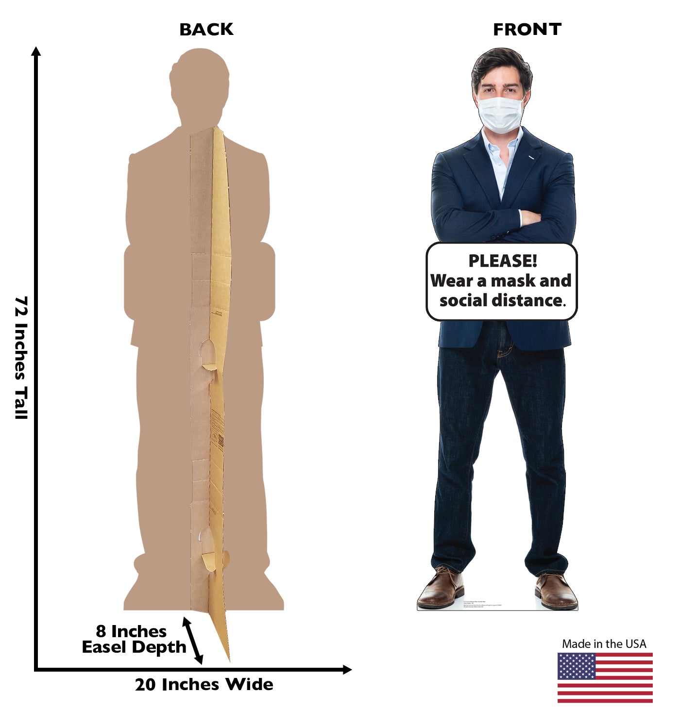 Life-Size Cardboard Standee - Social Distance Mask Standee Male - All Cutouts