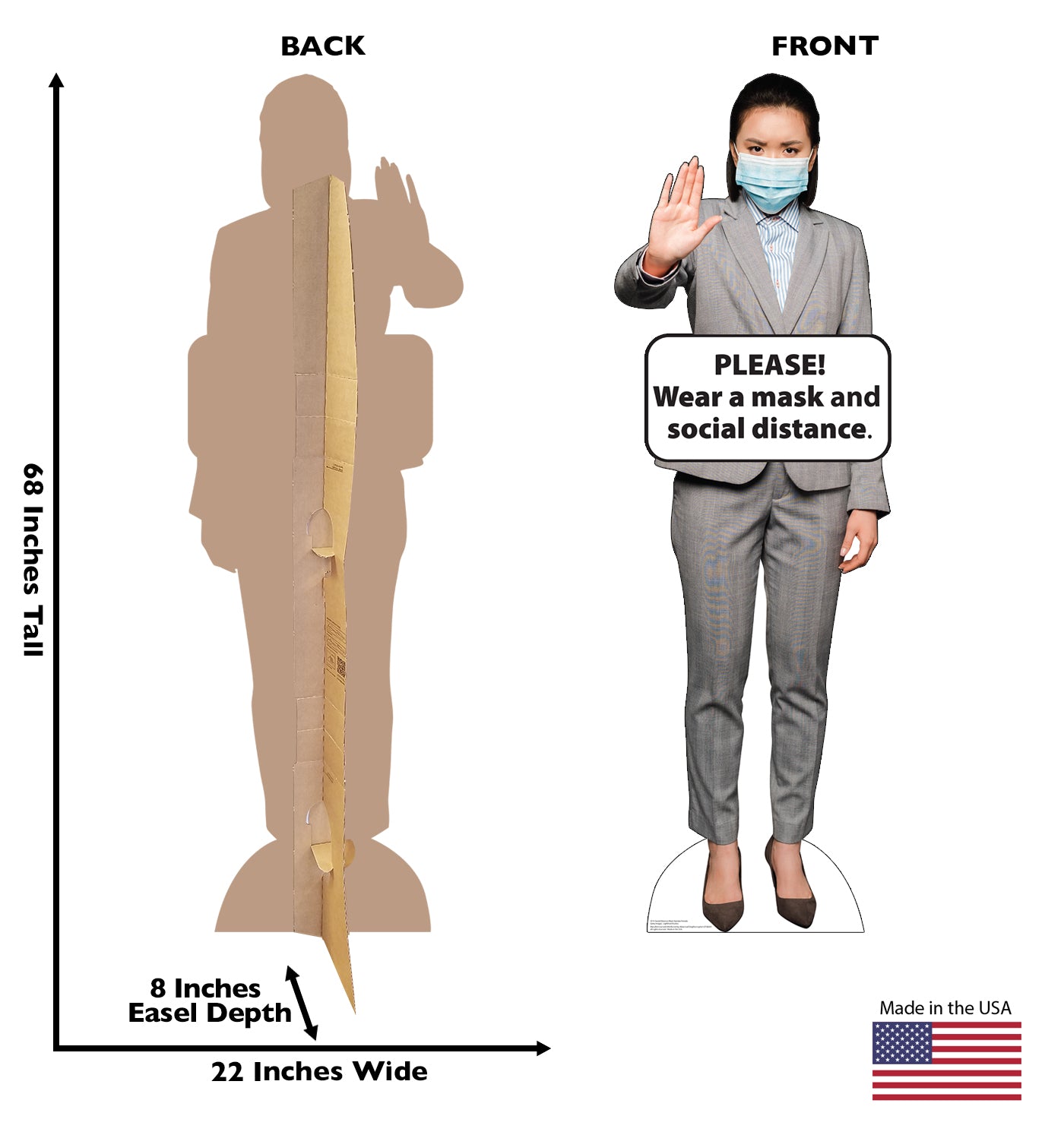 Life-Size Cardboard Standee - Social Distance Mask Standee Female - All Cutouts