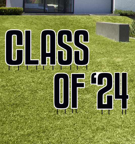 Class of '24 Black Coroplast Yard Signs - All Cutouts