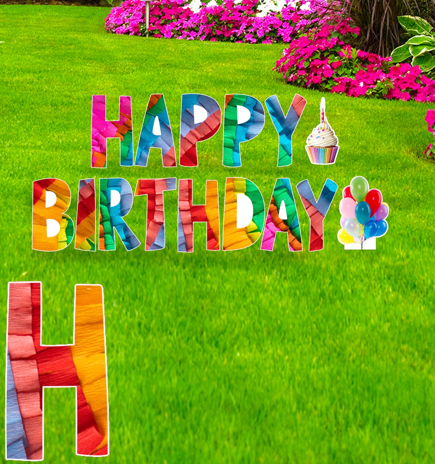 Happy Birthday Crate Paper Coroplast Outdoor Yard Sign - All Cutouts