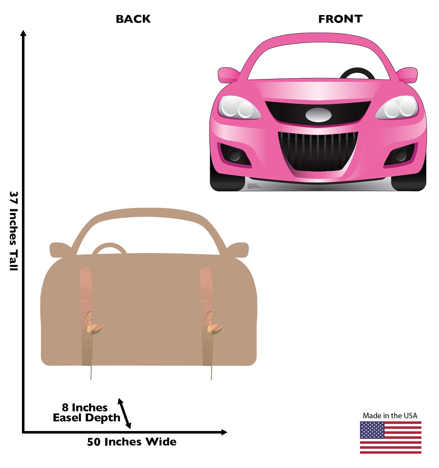 Life-size Cardboard Cutout of Pink Sports Car Stand-in - All Cutouts