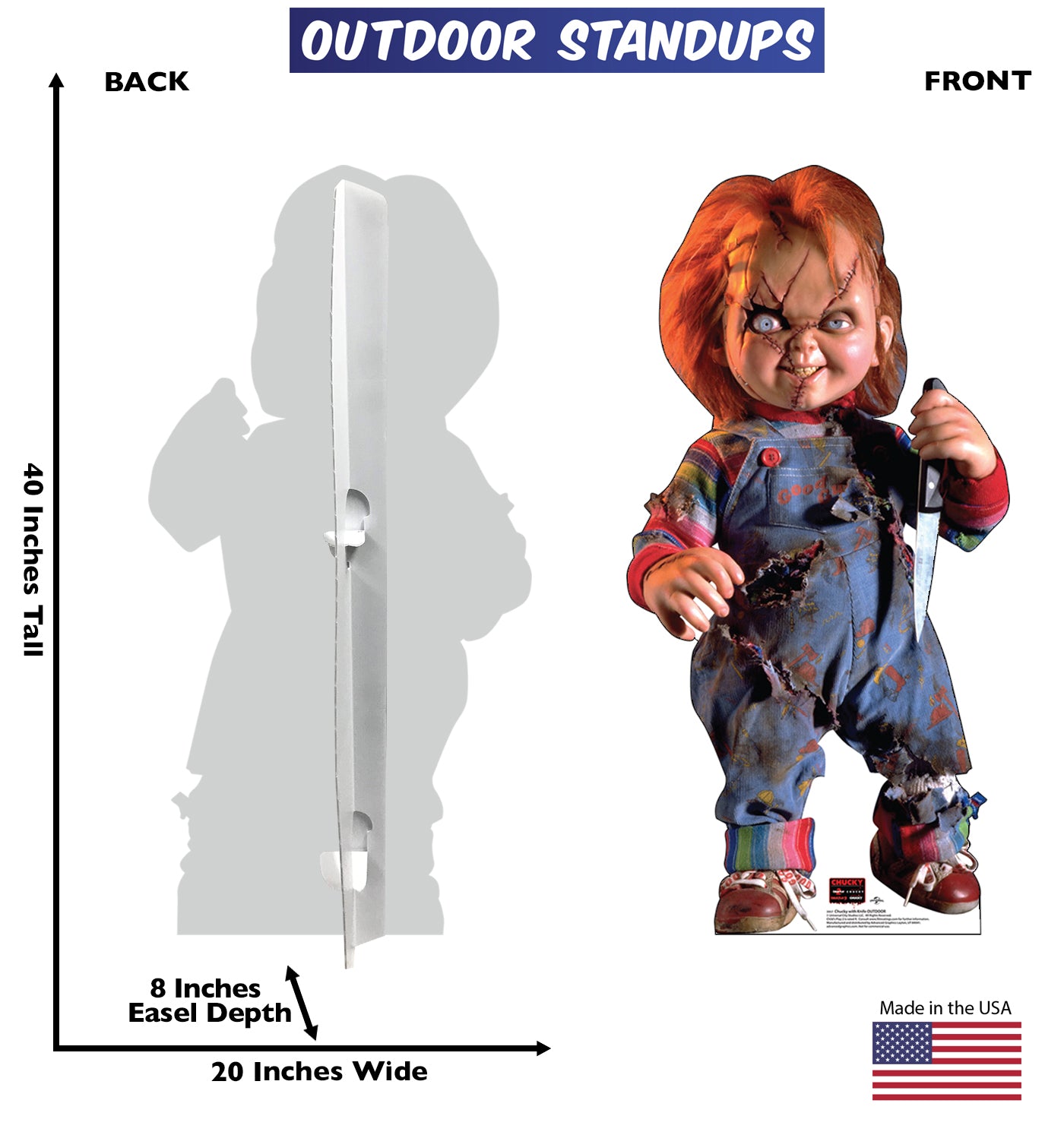 Chucky with Knife Life-Size Coroplast Outdoor Standee - All Cutouts