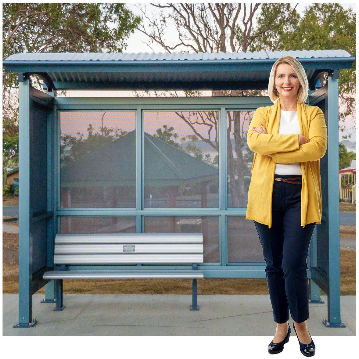 Bus Stop Shelter Backdrop Life-Size Cardboard Cutout - All Cutouts