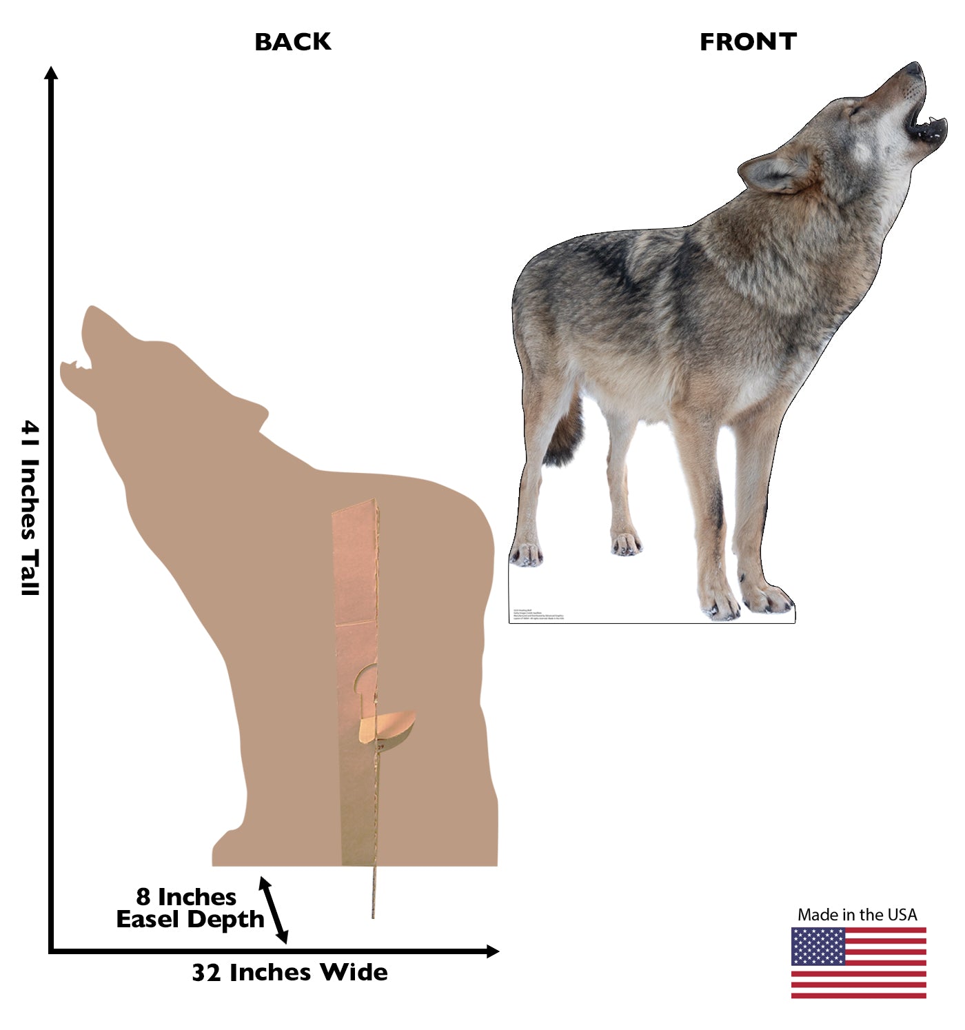 Grey Howling Wolf Life-Size Cardboard Cutout - All Cutouts