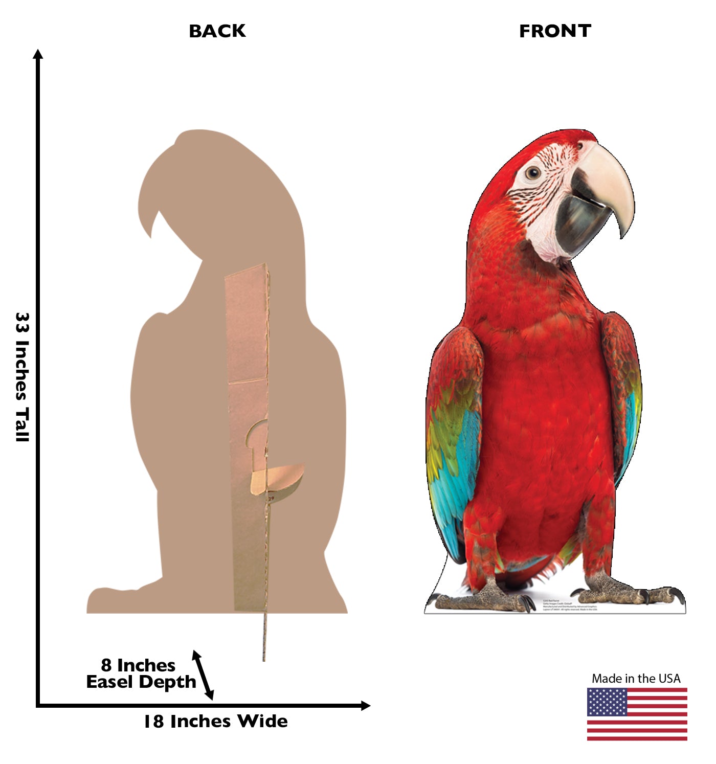 Red Parrot Life-Size Cardboard Cutout - All Cutouts