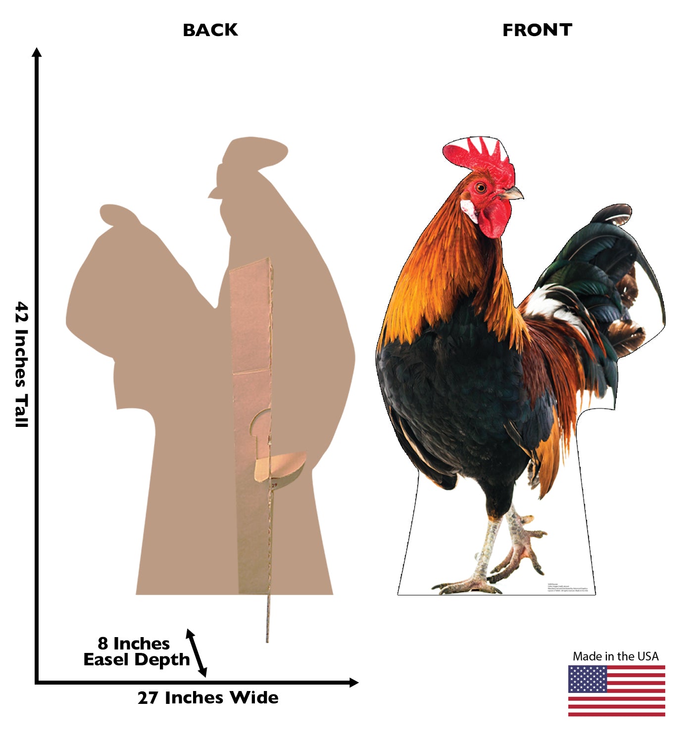 Life-Size Rooster Cardboard Cutout Standee - All Cutouts
