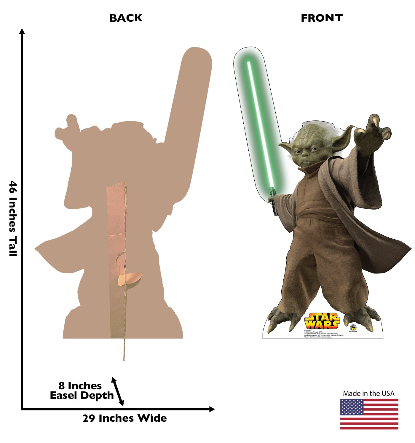 Life-size Yoda with Lightsaber Star Wars Cardboard Cutout - All Cutouts