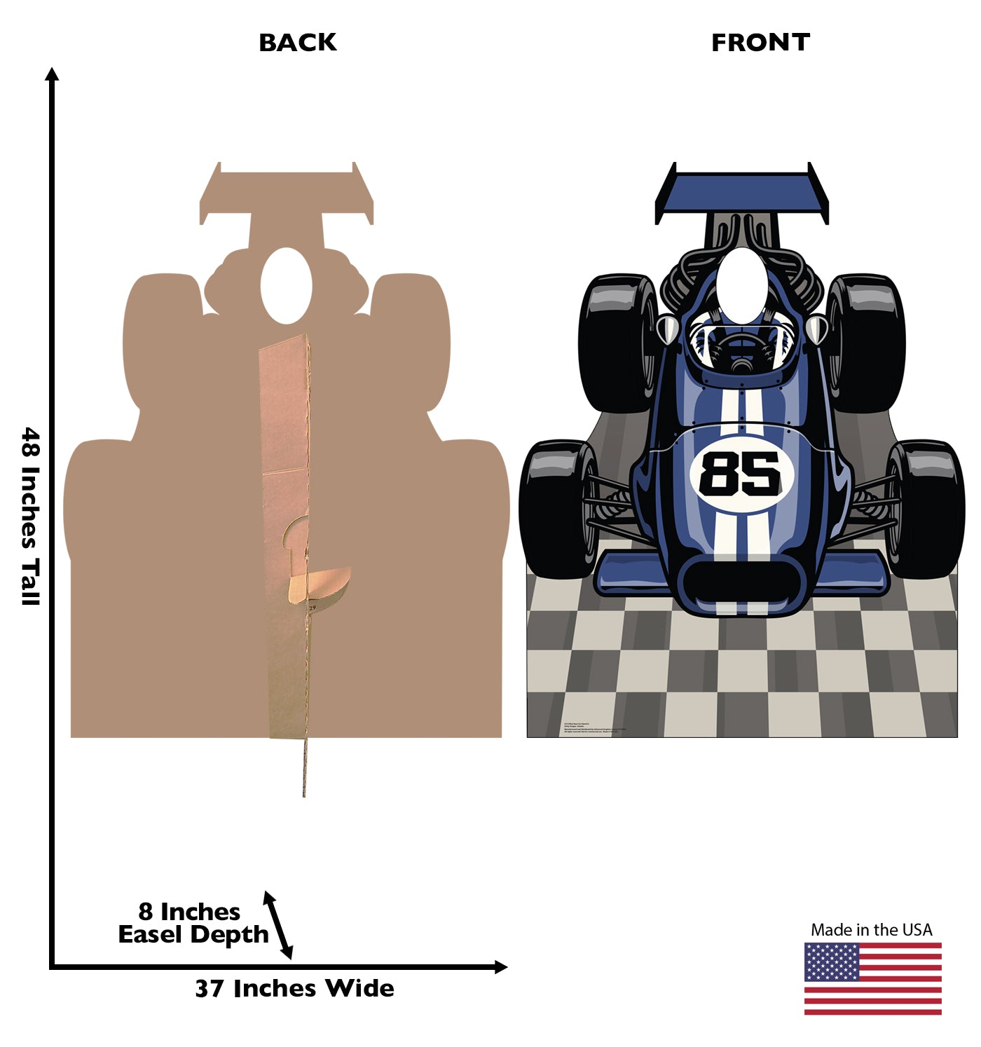 Blue Race Car Life-Size Cardboard Stand-in - All Cutouts