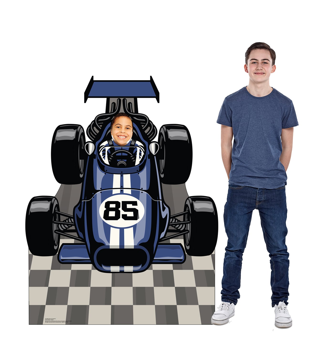 Blue Race Car Life-Size Cardboard Stand-in - All Cutouts