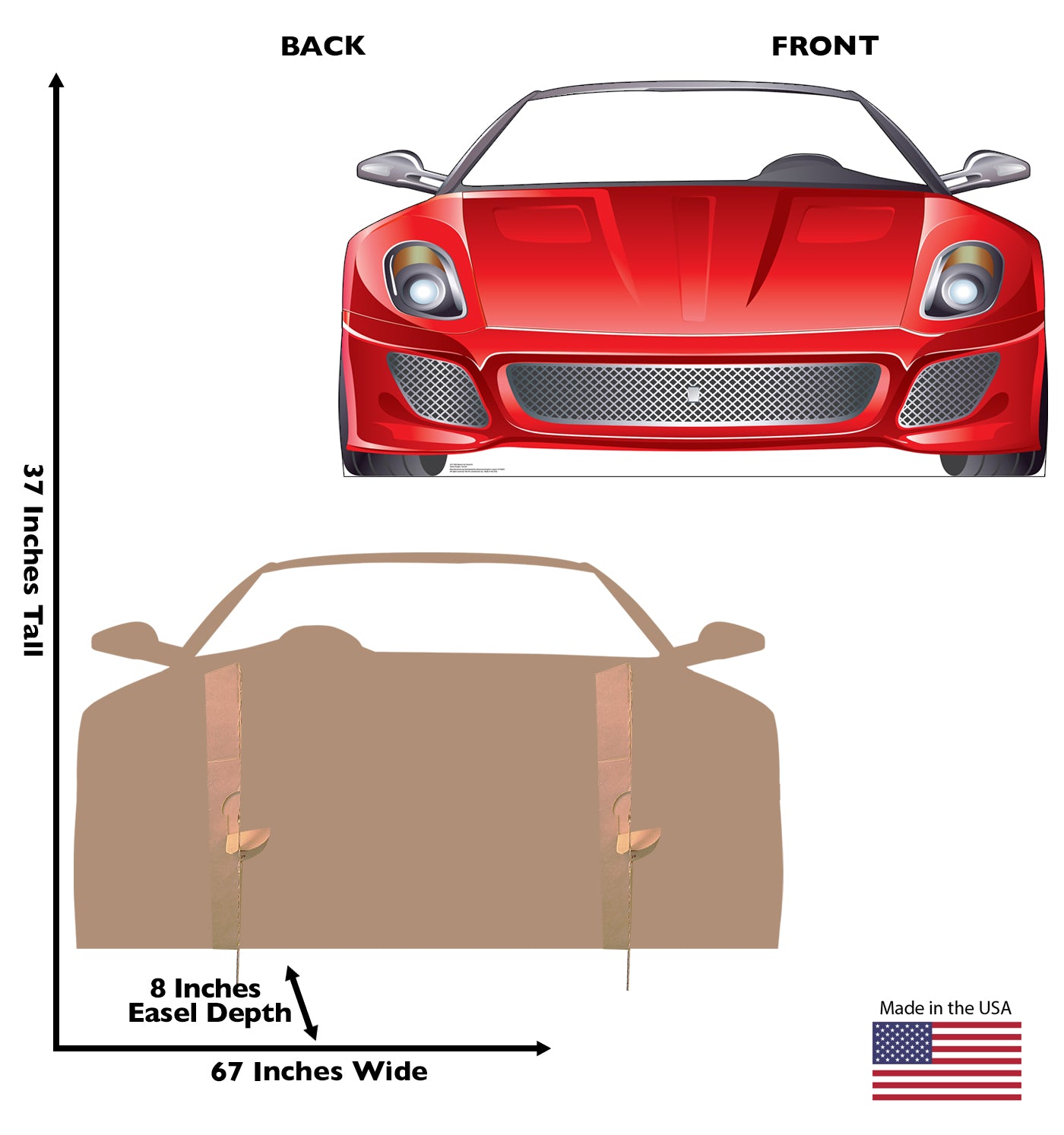 Red Sports Car Life-Size Cardboard Stand-in - All Cutouts
