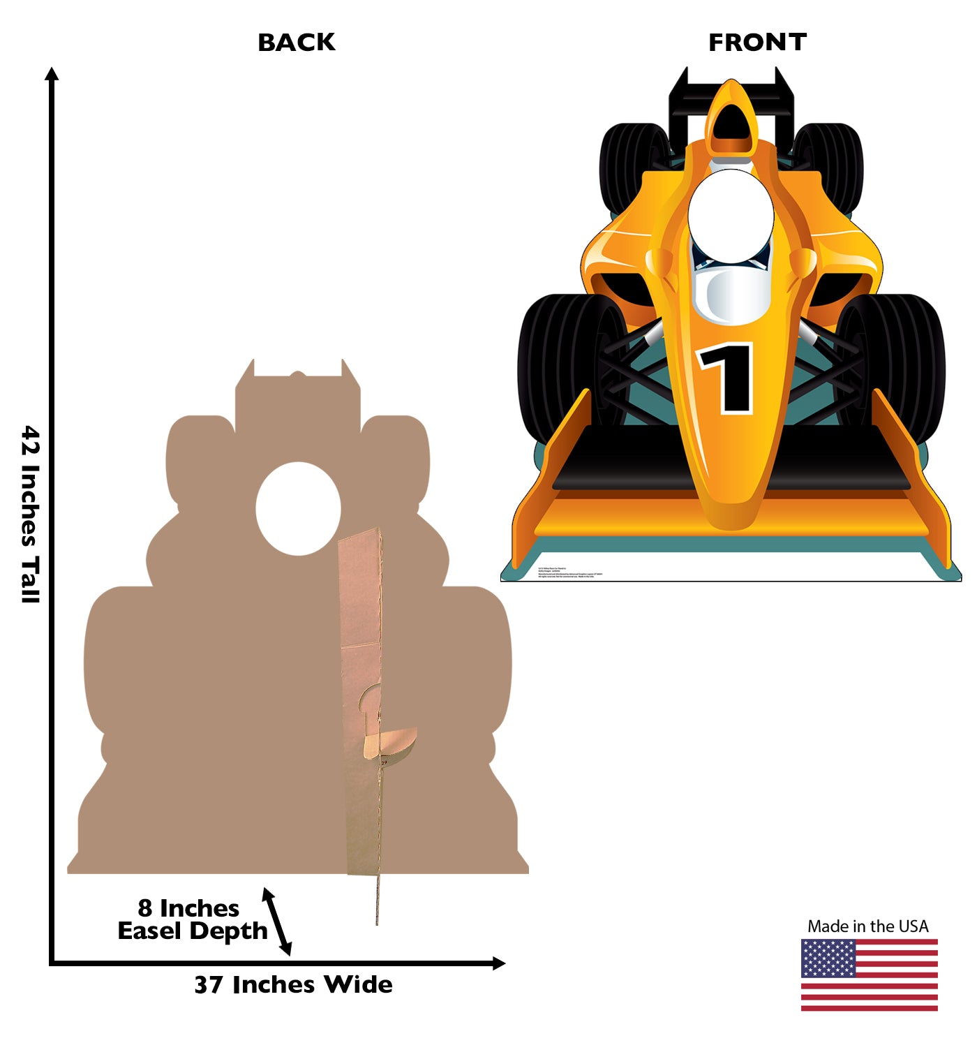 Yellow Race Car Life-Size Cardboard Stand-in - All Cutouts