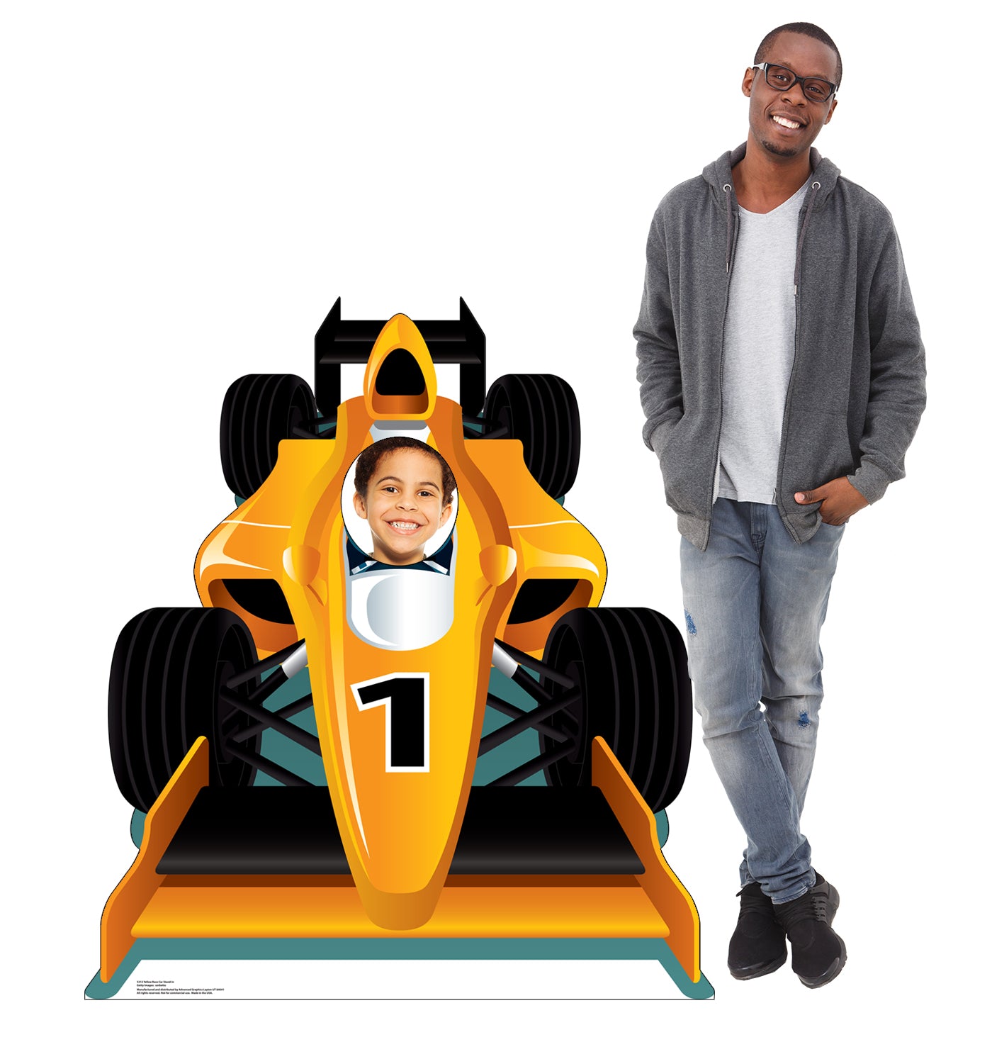 Yellow Race Car Life-Size Cardboard Stand-in - All Cutouts