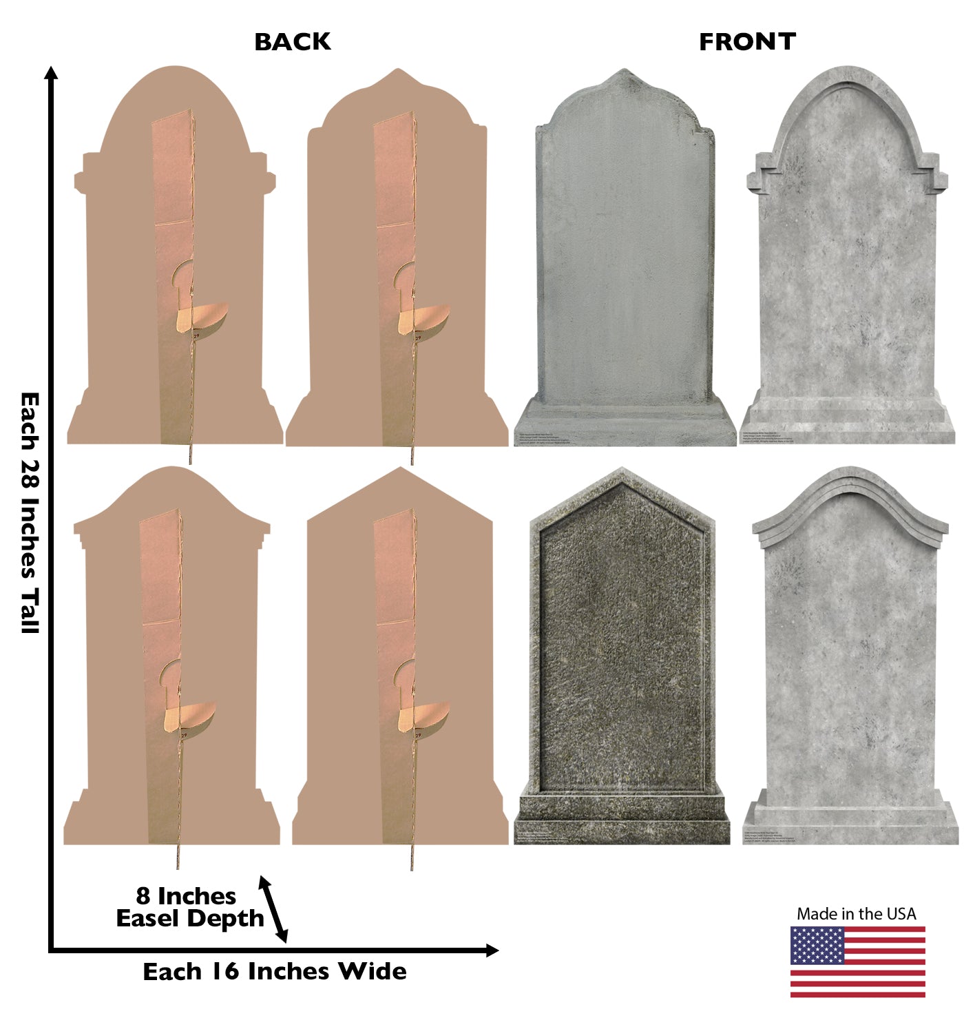 Headstone Write Your Own Message (Set of 4) Cardboard Cutout - All Cutouts