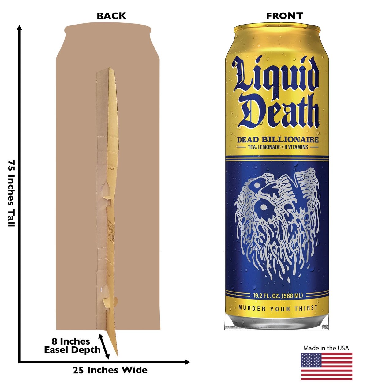 Life-Size Dead Billionaire 19.2 oz Can (Liquid Death) Cardboard Cutout - All Cutouts